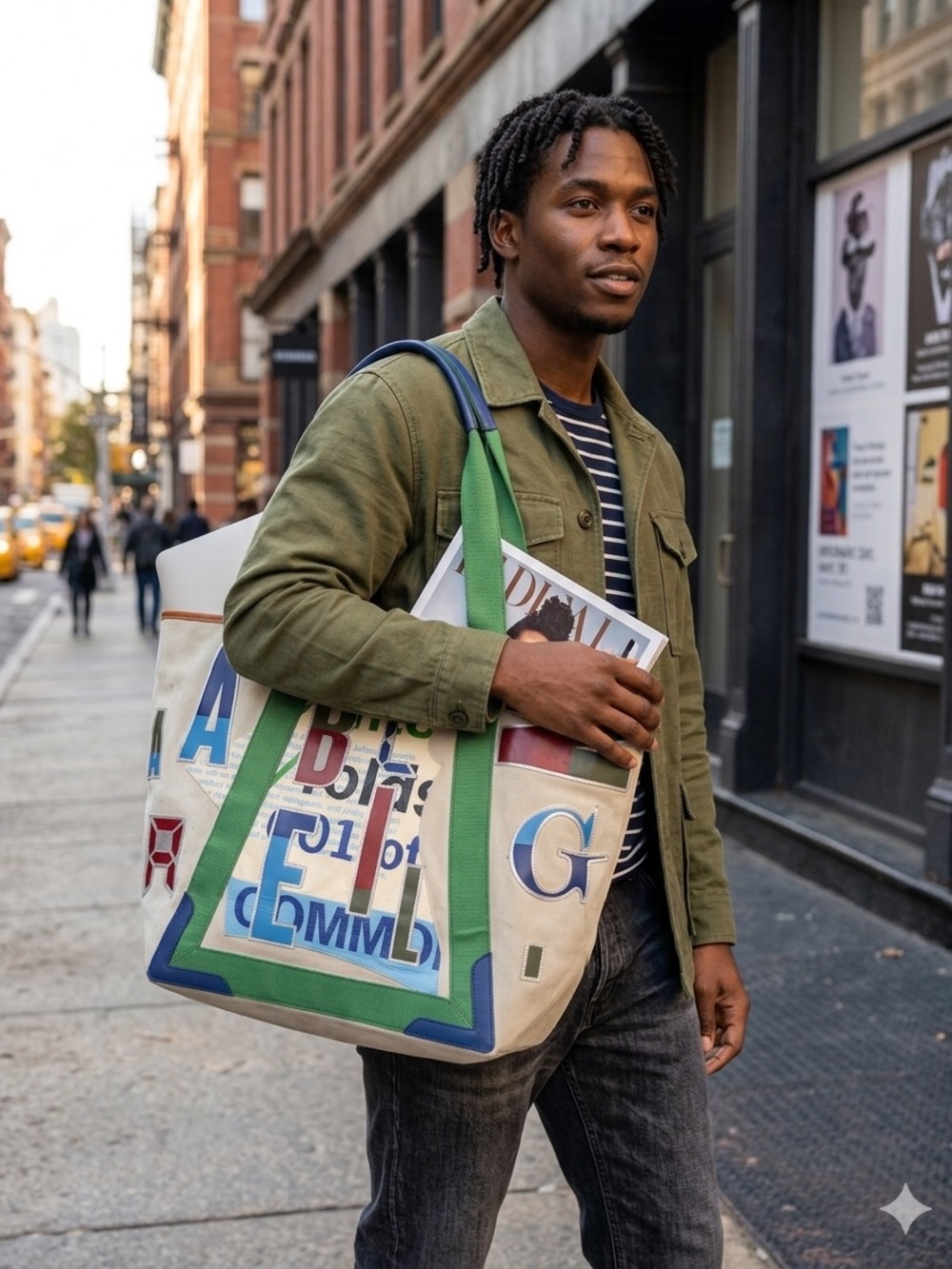 Balenciaga Alphabet  Graphic Tote Bag in Green, Blue, Red